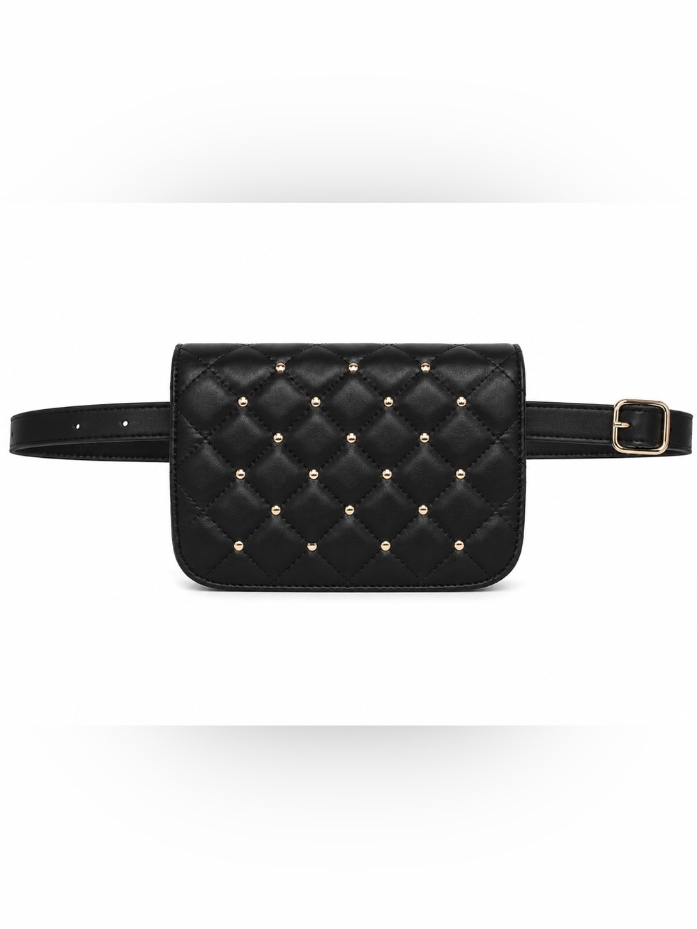 Slinky Brand Quilted Black Crossbody with Gold Studs